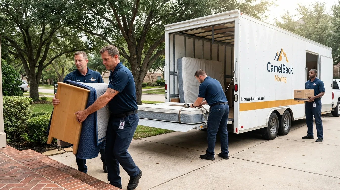 Crew loading residential truck for cross-state move from Oakton, VA