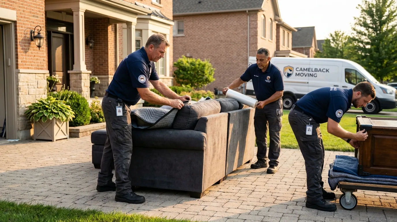 Large estate moving crew wrapping furniture in Oakton, VA